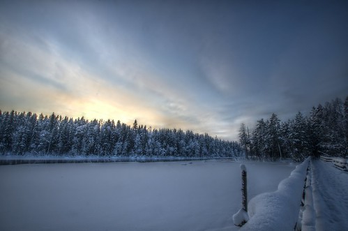 trees winter sunset finland river fi hdr kuopio