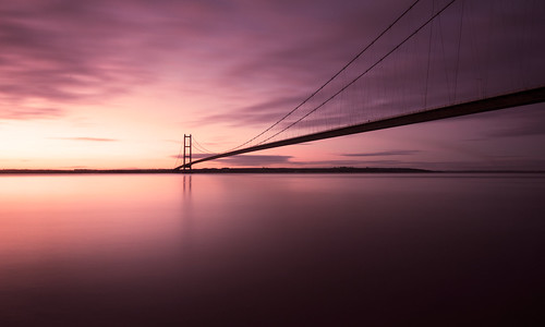 christmas uk longexposure morning bridge blue sea england sky blackandwhite cold water skyline architecture clouds sunrise reflections dark photography dawn big still cool soft long dof flat wind pov boxingday engineering newyear structure sharp hills clean crisp mysterious manmade softfocus hull stretched filters highlevel humberbridge humber eastcoast baw eastyorkshire ndfilter humberside greatbirtaneast