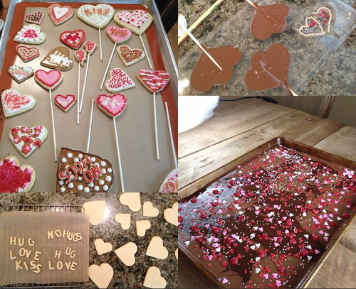 Valentine's Baking - Heart Sugar cookies and chocolate bark