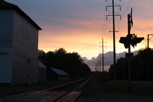 railroad sunset storm clouds illinois crossing trains eleroy