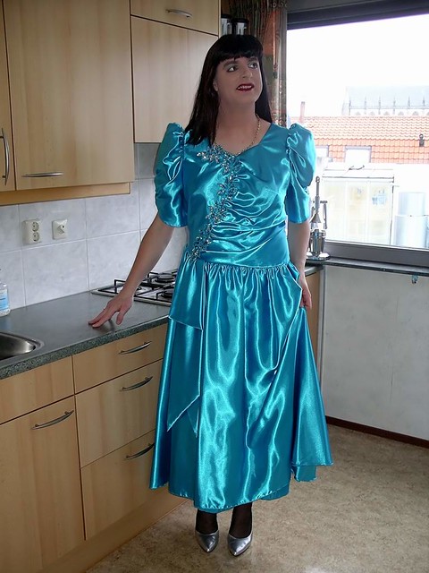 Blue satin dress | Today I'm wearing a light blue satin dres… | Flickr ...