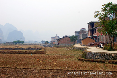 A village and farms outside of Yangshuo China