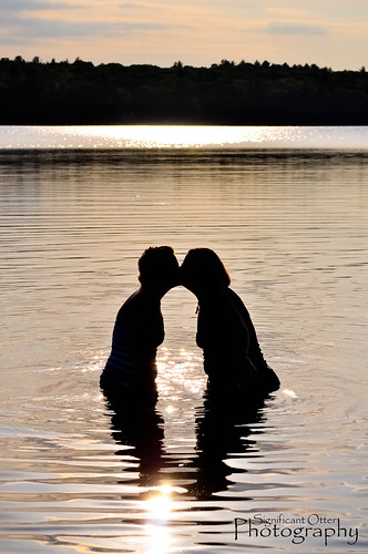 girls sunset summer lake water kiss