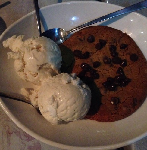 Oversized Chocolate Chip Cookie a la mode.