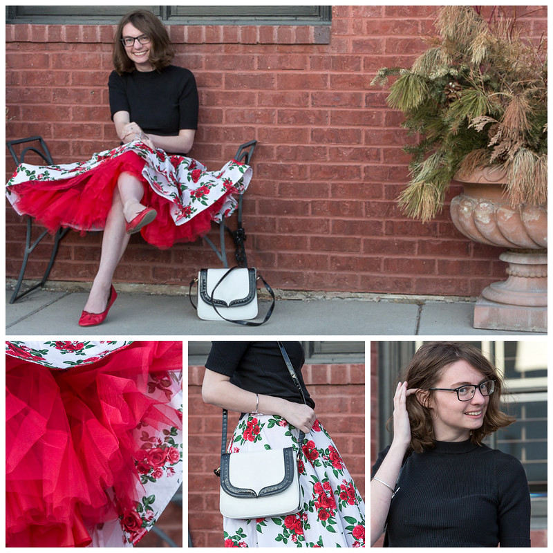 Hell bunny, circle skirt, red, roses, popbasic, wyoming, never fully dressed, withoutastyle,
