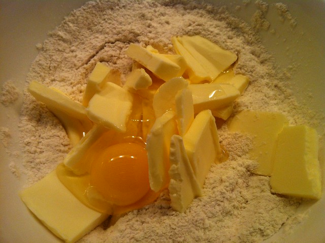 Flour, sugar, butter and egg