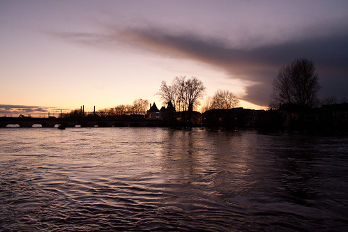 bridge france sunrise river europe flood vienne poitou chatellerault ponthenriiv