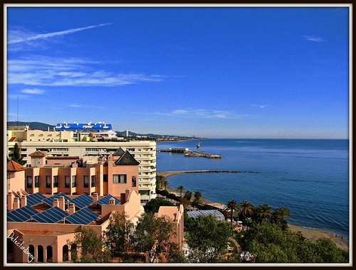 blue sea sky beach clouds hotel spain sand mediterranean view picnik mediterraneansea marbella