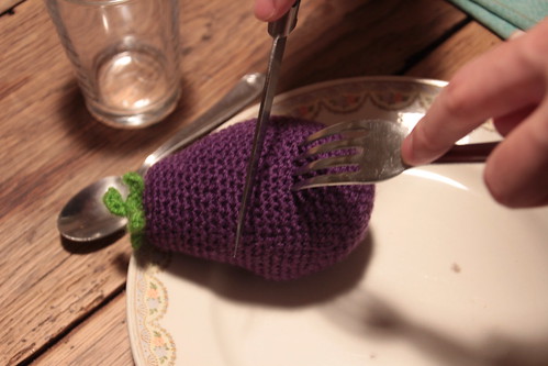 Crocheted eggplant