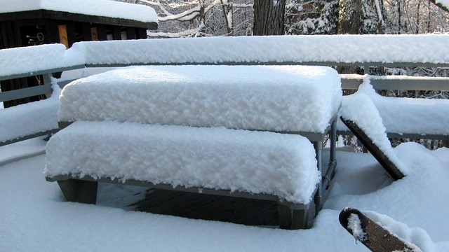 Picnic Table Under Snow