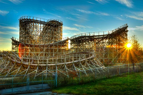 sunset abandoned fun paul ride mo missouri roller rollercoaster coaster branson hdr newton lensflair celebrationcity