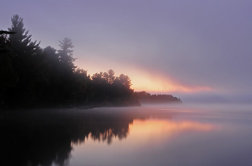 morning autumn mist lake ontario sunrise early