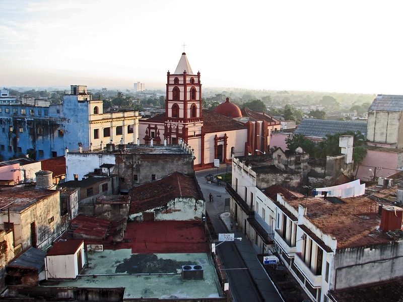 An overhead shot of Camaguey city, Cuba