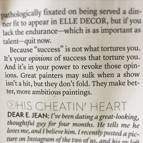 "Great painters may sulk when a show isn't a hit, but they don't fold. They make better, more ambitious paintings." Hell yeah E. Jean! 🎨