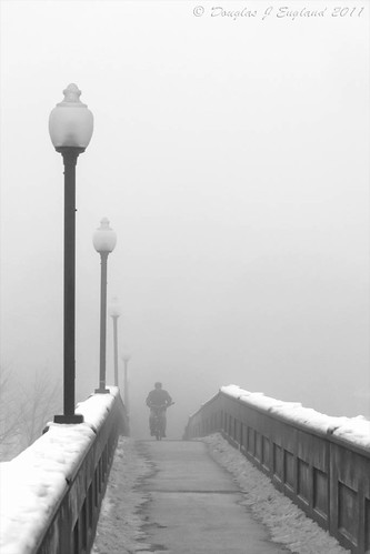 biking in fog by D J England