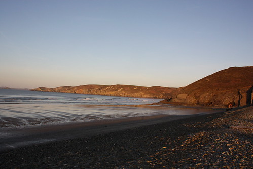 sea cold beach wales sunrise waves flat calm february pembrokeshire newgale newsurf