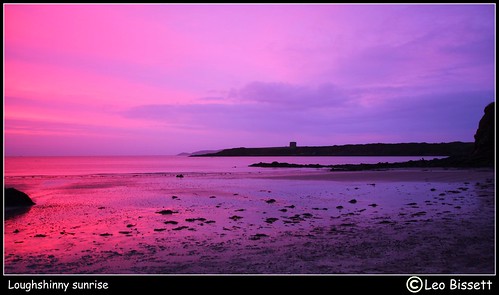 ireland dublin tower beach water sunrise island rocks martello loughshiny loughshinnysunrise