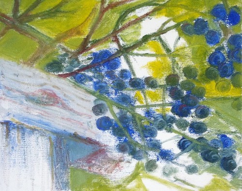 Grape Arbor (Oil Bar Painting as of Mar. 23, 2014) by randubnick