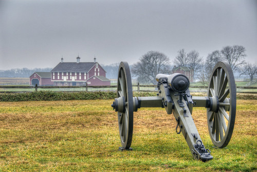 andy monument rain barn fence pennsylvania overcast dreary andrew historic gettysburg civilwar national cannon battlefield hdr aga hdri photomatix tonemapped aliferis