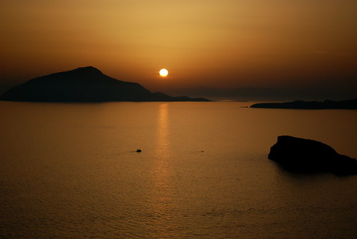 sunset sea sun greece