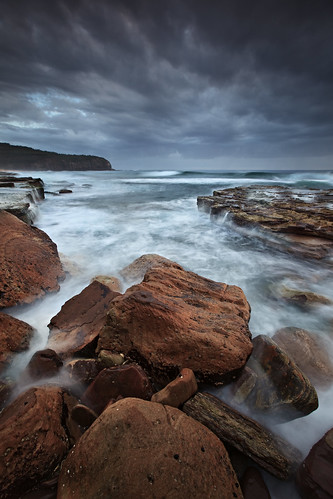 ocean sky seascape water rain clouds dawn rocks waves australia nsw newsouthwales turimetta