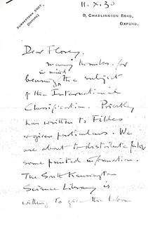 Sherrington to Florey - 11 October 1930 (WCG 13.22)