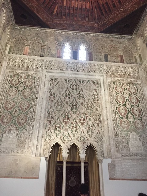 Sinagoga del transito, Toledo, Spain. Detail of the stucco work inside the main prayer hall