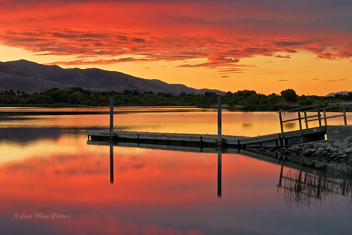 california sunset mountain lake reflection reflections boat dock scenery colorful serenity slip sierras eastern diaz highway395