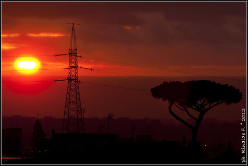 sunset red sky italy cloud gulf napoli electricitypylon canon30d canonef70200f4