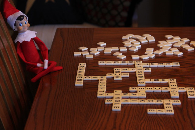Scrabble Elf on the Shelf. Click for more ideas! #elfontheshelf