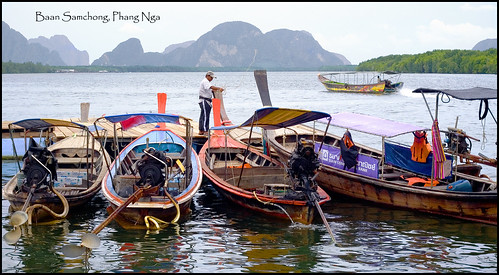 Longtail boats at Baan Samchong, Phang Nga