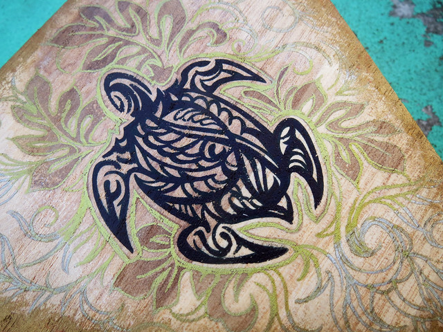 Tribal Turtle Wooden Box Art Photo by Sherrie Thai of ShaireProductions.com