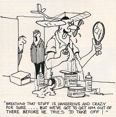 Sometimes you can go too far after smelling glue too long, 1984.  (Source: National Model Aviation Museum Library [“Airplane Glue,” Model Aviation, July 1984, pg. 12.])