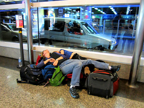 sleeping in airport