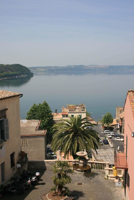 View over the main square and lake Bracciano from the registry office window