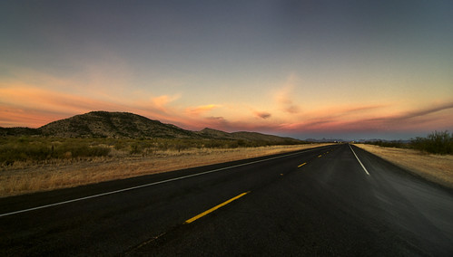 road mountains clouds sunrise landscape dawn vanishingpoint texas desert brewstercounty desertmountains orangewesttexas