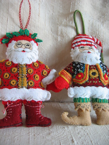 Embroidered Santas