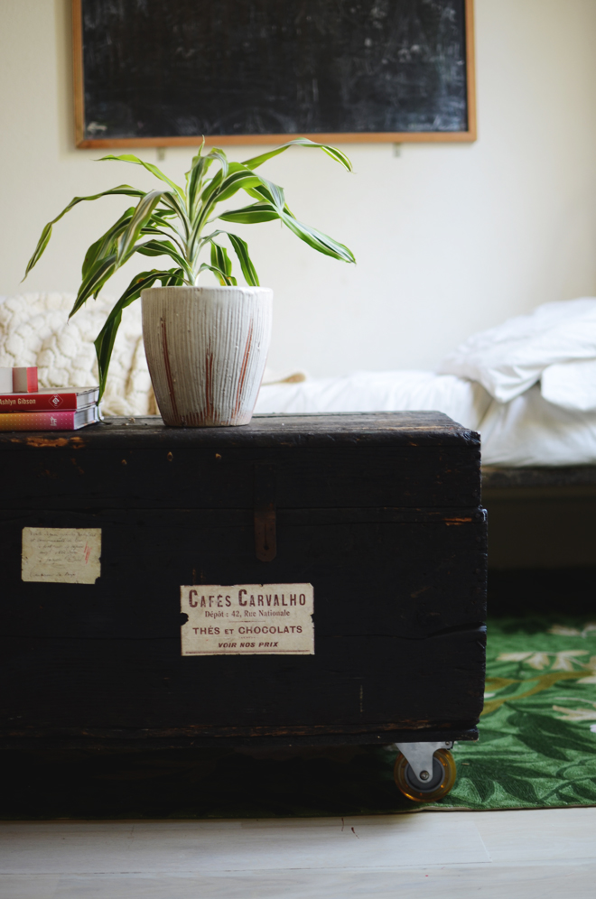 vintage trunk and casteres
