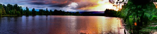 sunset sky panorama cloud lake water river colorful flood swollen nepean highwater flooded yarramundi