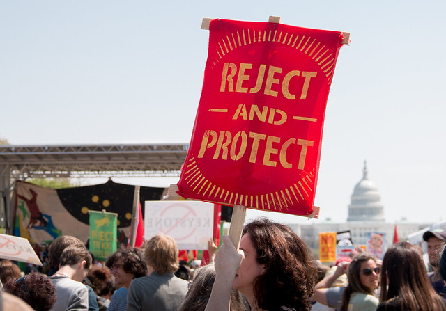 Reject and Protect sign at Keystone XL protest in DC