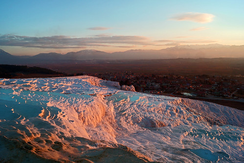 city pink blue ice clouds turkey french sony turquie pamukkale vasque