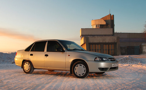 auto winter sunset car russia siberia daewoo omsk uzbekistan uz nexia омск дэу нексия