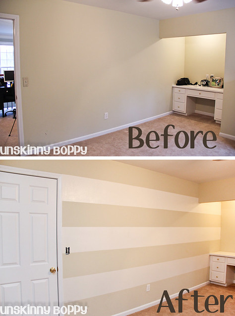 painting stripes on wall before and after2