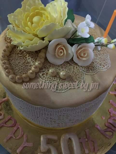 Goldy Shimmery Fondant Cake by Something Sweet by JM