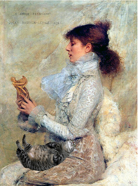 Sarah Bernhardt with a cat