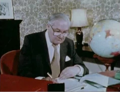 James Callaghan writing with his right hand