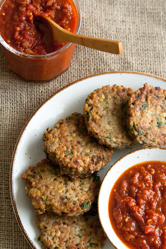 Red Lentil Cakes with Tomato Jam