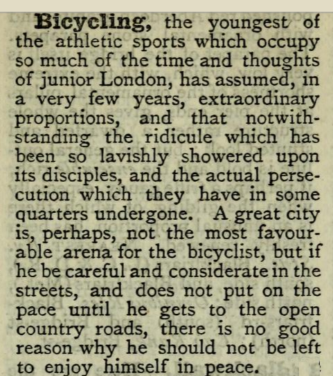 Dickens's Dictionary of London: BICYCLING excerpt.