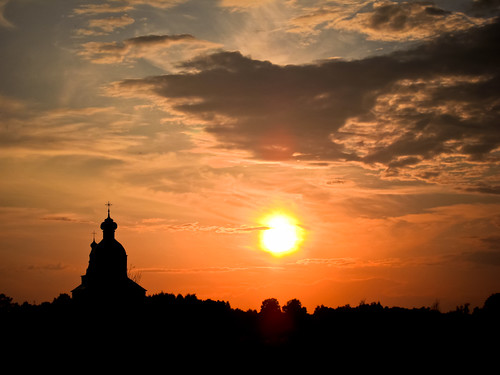 sunset sky sun church clouds закат небо солнце церковь облака