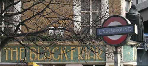 Old blackfriar and tube sign